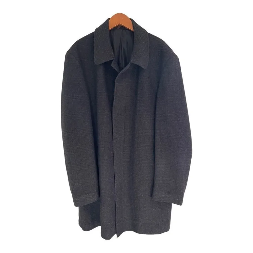 Lauren Ralph Lauren Size 46L Jacket Men's Black Cashmere Wool Overcoat LRL Coat